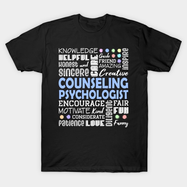 Counseling Psychologist Love Words T-Shirt by White Martian